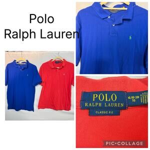 Polo Ralph Lauren Polo Shirt XL 18-20 Youth Dark Blue & Coral Red Lot Of 2